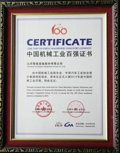 2019年中國機(jī)械工業(yè)百強(qiáng)發(fā)布，山河智能排名52位