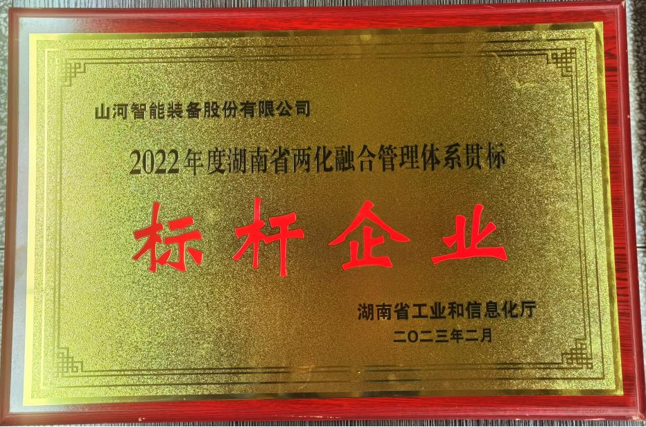 點贊！山河智能獲評2022年度湖南省兩化融合管理體系貫標標桿企業