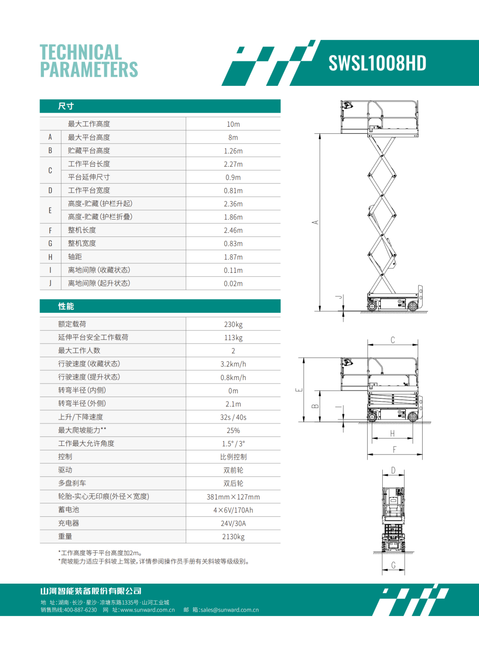 SWSL1008HD 電動剪叉式高空作業平臺