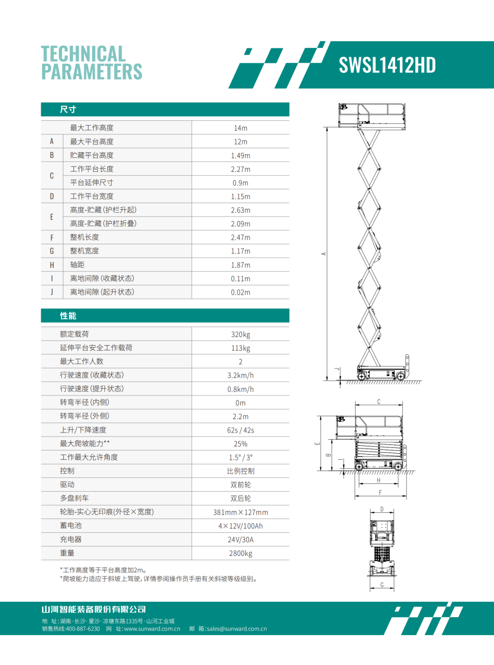 SWSL1412HD 電動剪叉式高空作業平臺